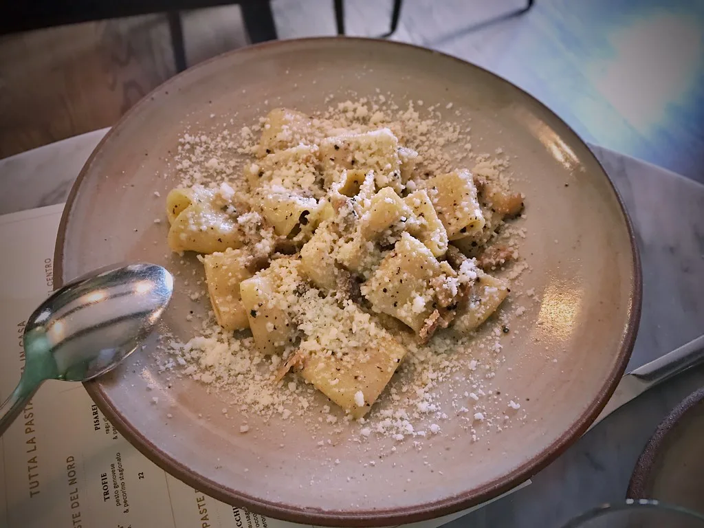 Mezze maniche alla gricia at Felix Trattoria