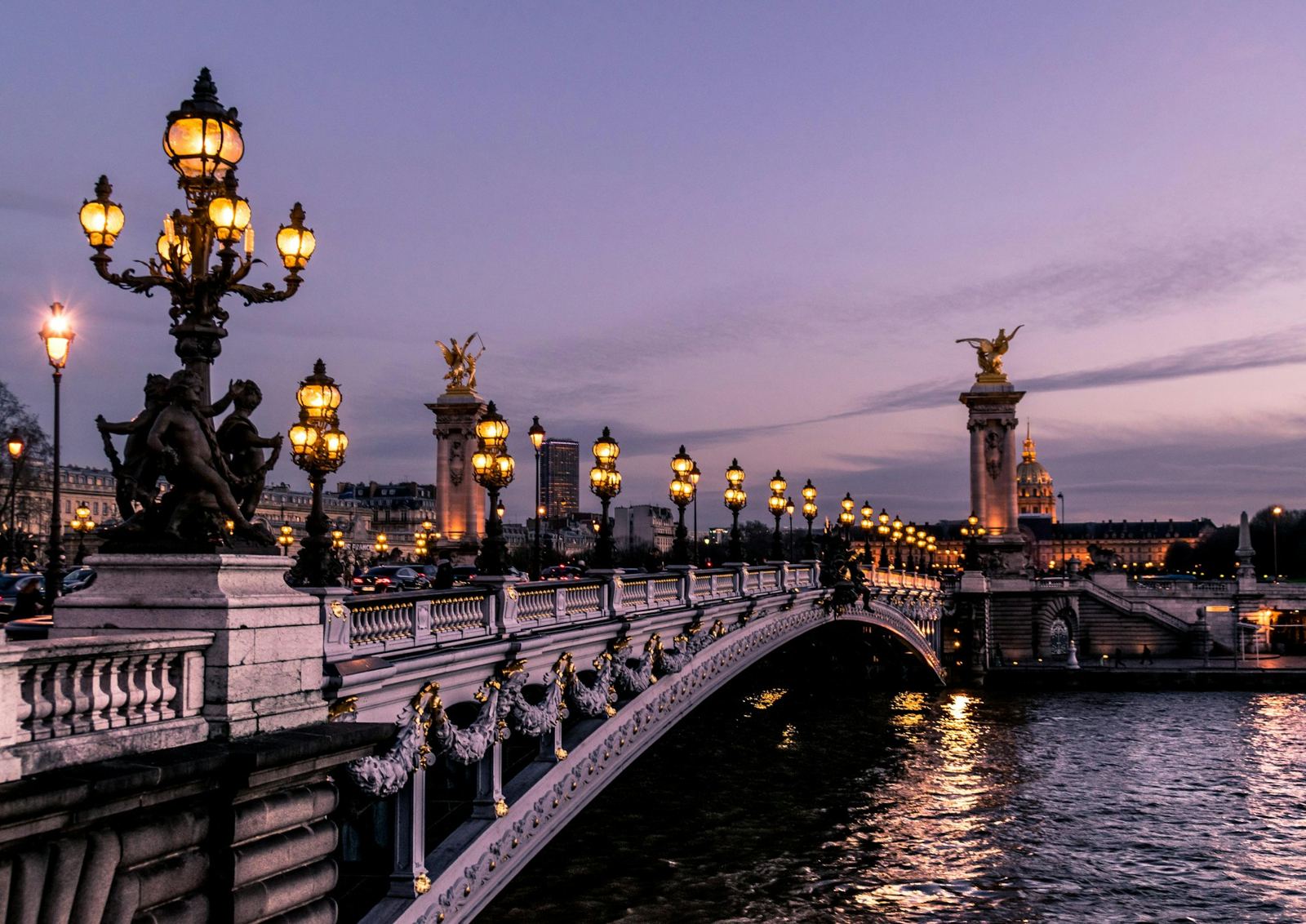 The Pont Alexandre III at dusk